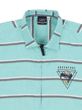 Boys Sea Green Comfort Horizontal Stripes Opaque Striped Casual Shirt