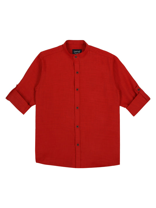 Boys Printed Pure Cotton Mandarin Collar Slim Fit Nehru Jacket With Shirt