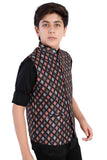 CHARCHIT Boys Printed Nehru Jacket and Shirt - Black