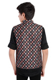 CHARCHIT Boys Printed Nehru Jacket and Shirt - Black