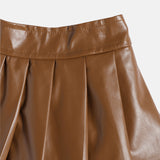 CAVIO Cotton Full Sleeves Leather Fit & Flare dress - Brown