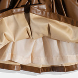 CAVIO Cotton Full Sleeves Leather Fit & Flare dress - Brown