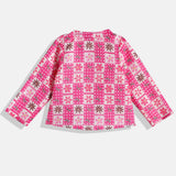 CAVIO Cotton Full Sleeves Floral dress with Jacket - Pink