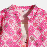 CAVIO Cotton Full Sleeves Floral dress with Jacket - Pink