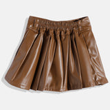 CAVIO Cotton Full Sleeves Leather Fit & Flare dress - Brown