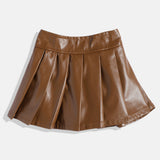 CAVIO Cotton Full Sleeves Leather Fit & Flare dress - Brown