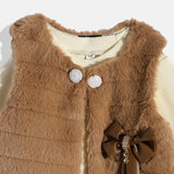 CAVIO Cotton Full Sleeves Leather Fit & Flare dress - Brown