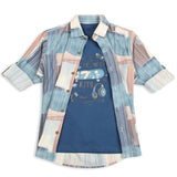 CAVIO Boys Cotton Lycra Printed Full Sleeves Shirt and T-Shirt Blue