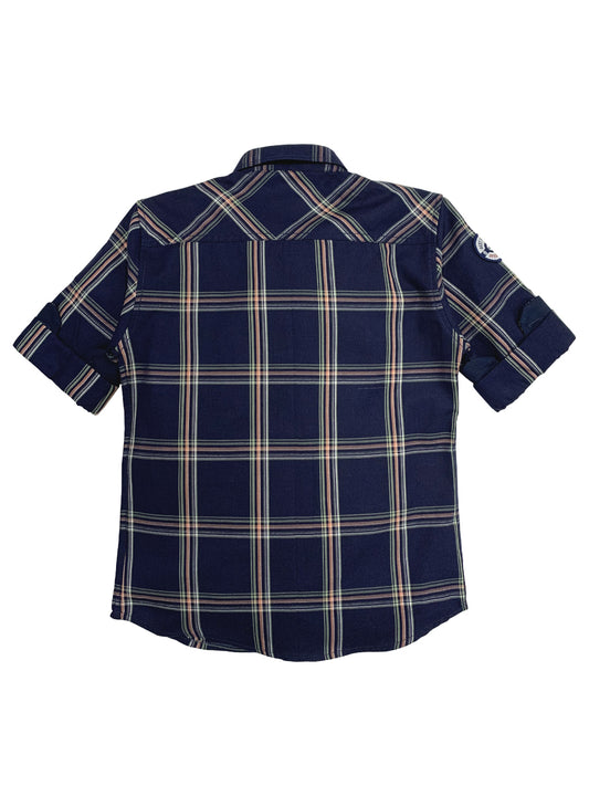 CAVIO Boys Navy Blue Premium Checked Casual Shirt