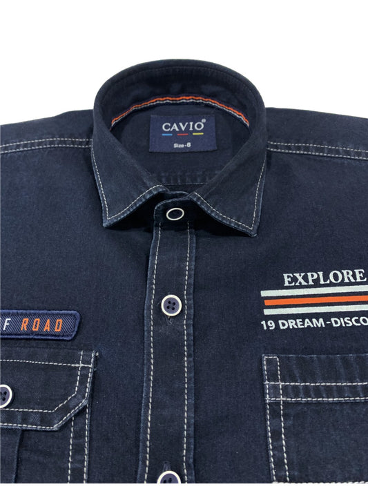 CAVIO Boys Blue Premium Printed Casual Shirt