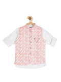 Boys Printed Woven Nehru Jacket With Shirt - -