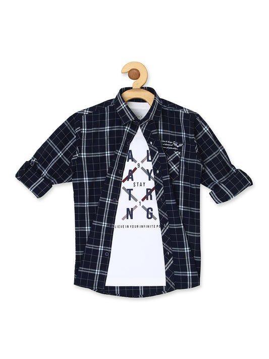 Boys White Comfort Tartan Checks Checked Casual Shirt