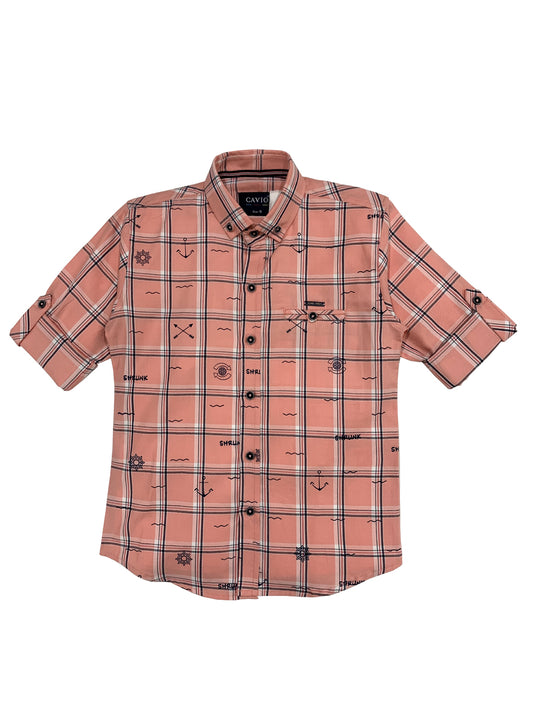 CAVIO Boys Pink Premium Checked Casual Shirt