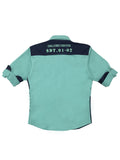 Boys Typography Cotton Shirt Full Sleeve Green - -