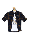 Boys Gold-Toned Comfort Checked Casual Shirt