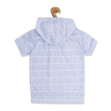 Boys Checked Hooded T shirt with Shorts Blue & White - -