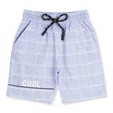 Boys Checked Hooded T shirt with Shorts Blue & White - -