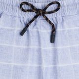 Boys Checked Hooded T shirt with Shorts Blue & White - -