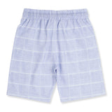 Boys Checked Hooded T shirt with Shorts Blue & White - -