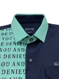 Boys Typography Cotton Shirt Full Sleeve Green - -