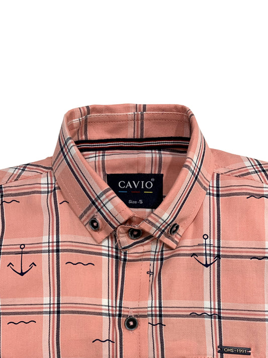 CAVIO Boys Pink Premium Checked Casual Shirt