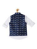 Boys Digital Printed Jacquard Nehru Jacket With Shirt - -