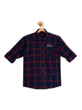 Boys Red Comfort Checked Casual Shirt