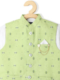 Boys Printed Woven Pure Cotton Nehru Jacket with Shirt - -