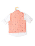 Boys Woven Design Cotton Nehru Jacket With Shirt - -