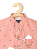 Boys Woven Design Cotton Nehru Jacket With Shirt - -