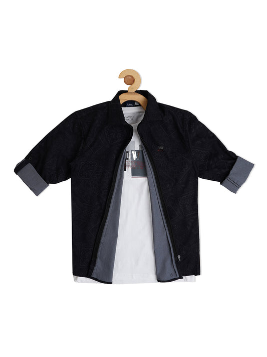 Boys Ethnic Printed Comfort Casual Cotton Shirt With Tshirt - -