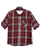 Boys Tartan Checks Cotton Casual Shirt Full Sleeve Maroon - -