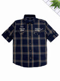 CAVIO Boys Navy Blue Premium Checked Casual Shirt