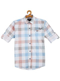 Boys Checked Cotton Shirt Full Sleeve White - -