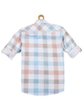 Boys Checked Cotton Shirt Full Sleeve White - -