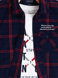 Boys Red Comfort Checked Casual Shirt