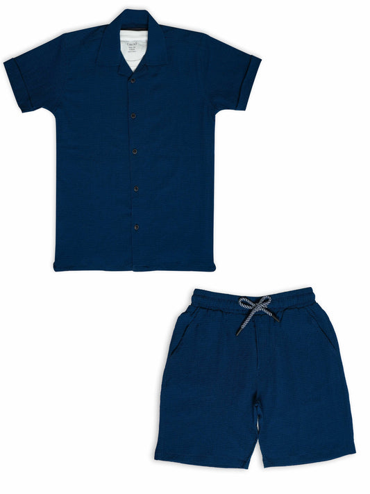 Boys Pure Cotton Shirt With Shorts & T shirt