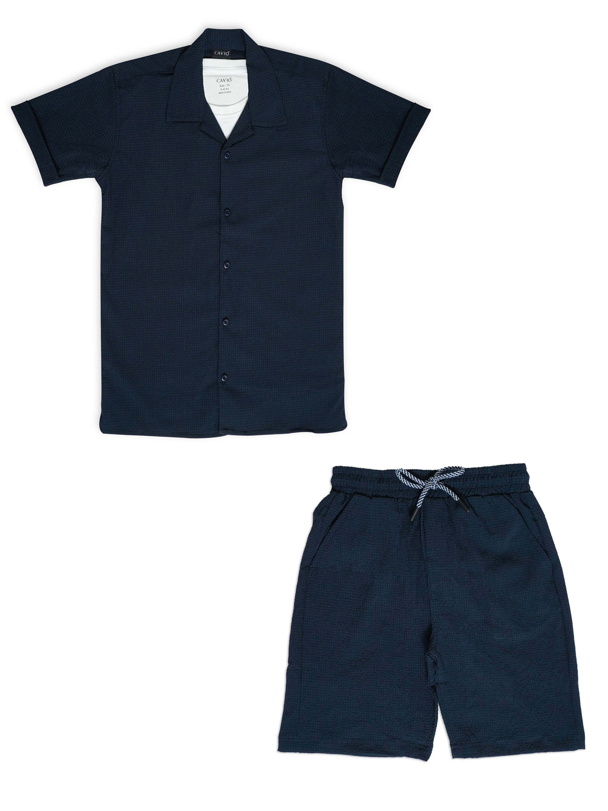 Boys Pure Cotton Shirt With Shorts & T shirt