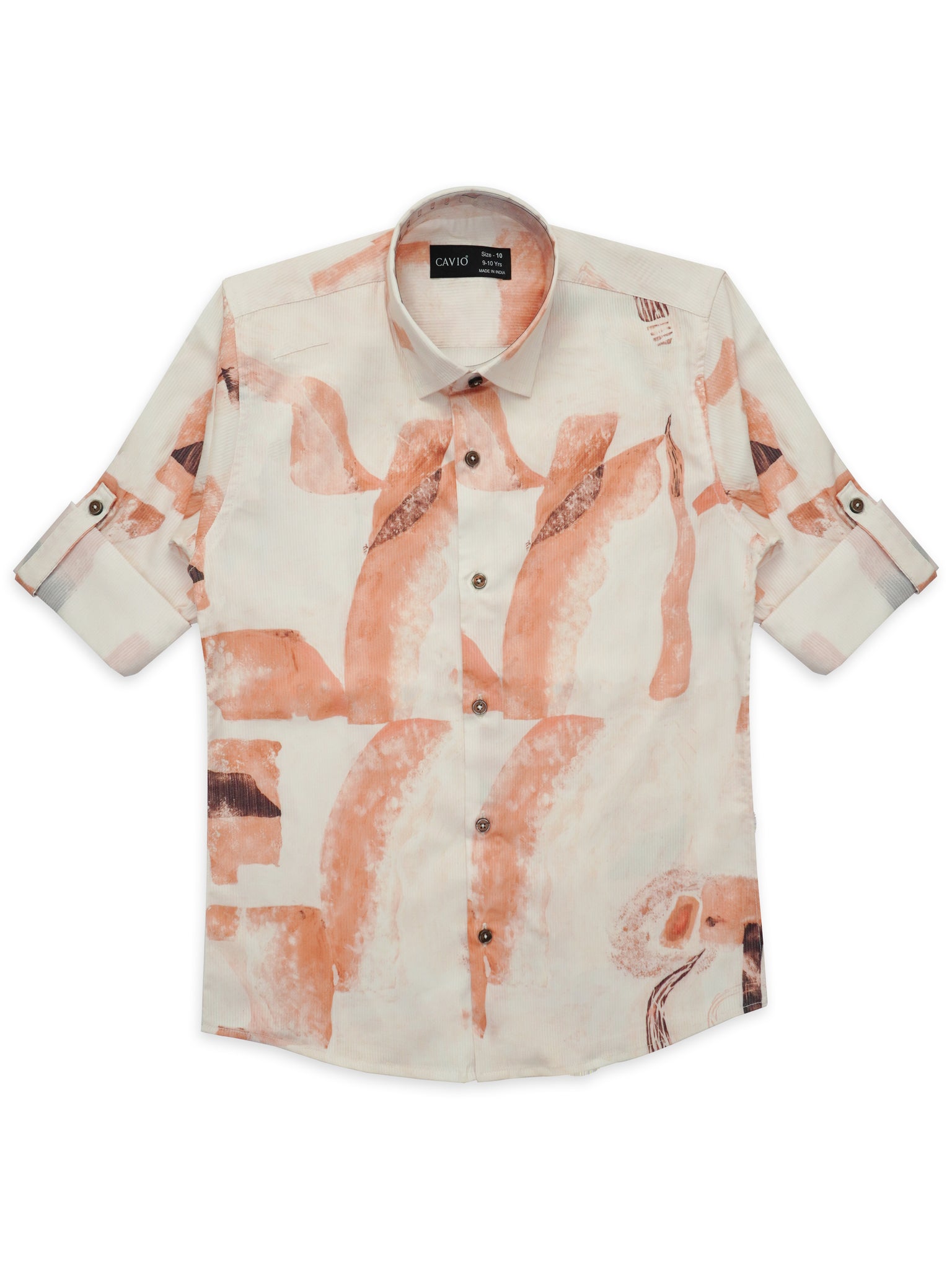 Boys Khaki Comfort Opaque Printed Casual Shirt