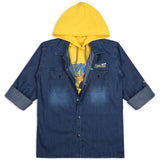 CAVIO Boys Denim Full Sleeves Shirt and T-Shirt Yellow