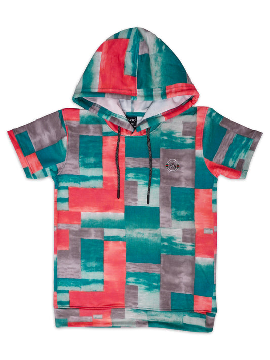 Boys Printed Hooded T shirt With Shorts