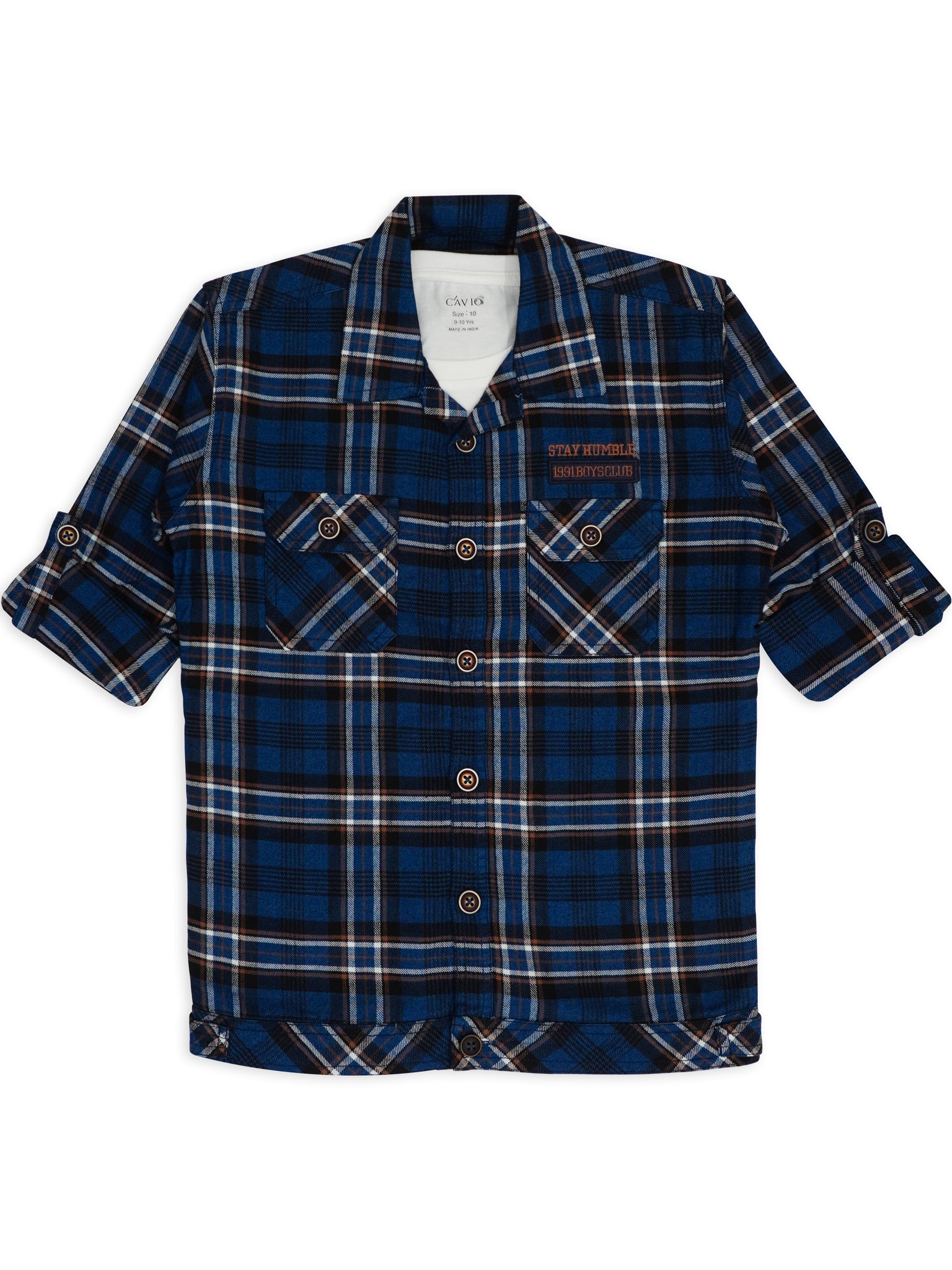 Boys Rust Comfort Tartan Checks Opaque Checked Casual Shirt