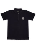 Boys Black Polo Collar Pure Cotton Applique T-shirt