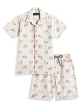 CAVIO Cotton Half Sleeves Abstract Printed Shirt & Shorts Clothing Set - Rust