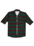 Boys Horizontal Striped Comfort Regular Fit Opaque Cotton Casual Shirt With T Shirt