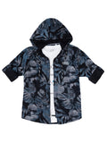 Boys Floral Printed Cotton Hooded Comfort Opaque Casual Shirt With T Shirt