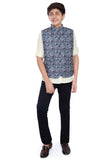 CHARCHIT Boys Printed Nehru Jacket and Shirt - Blue