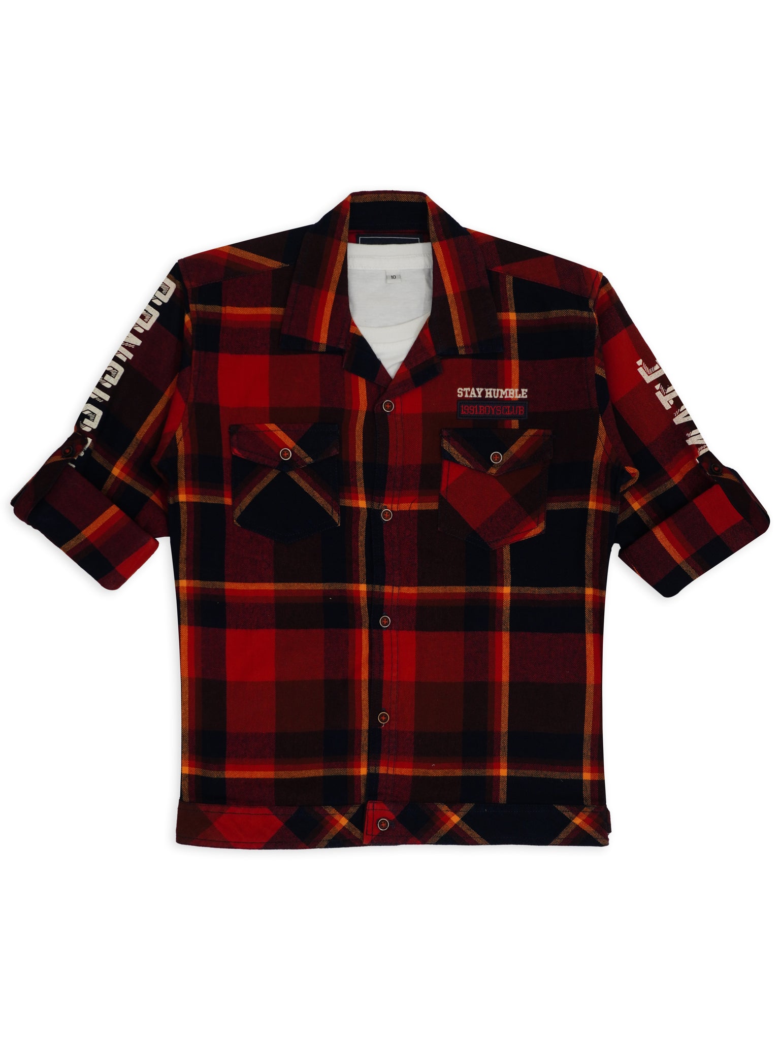 Boys Rust Comfort Tartan Checks Opaque Checked Casual Shirt