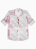 Boys Comfort Abstract Printed Roll-Up Sleeves Pure Cotton Casual Shirt With T Shirt
