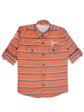 Boys Comfort Horizontal Striped pure Cotton Casual Shirt With T Shirt